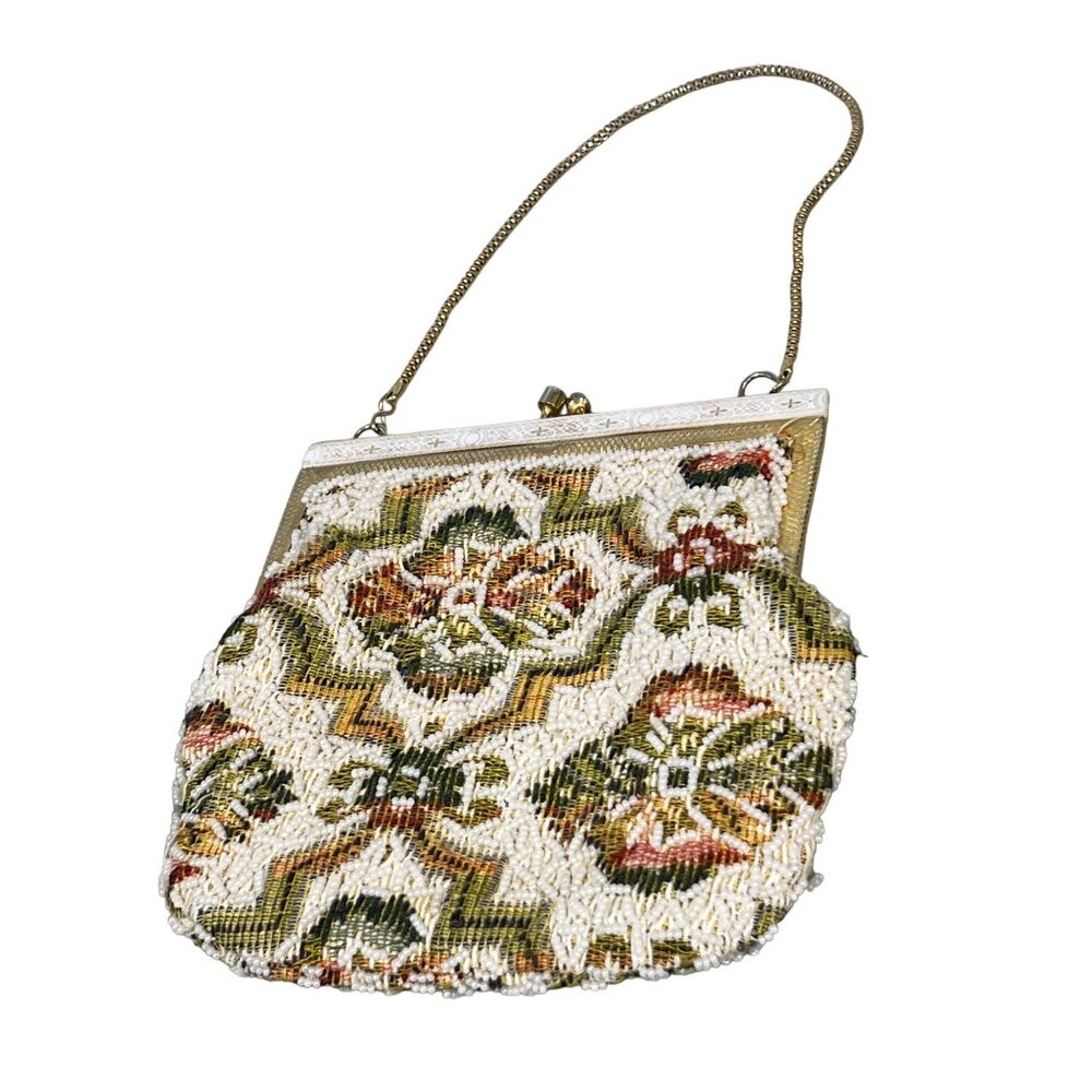 Walborg Vintage Tapestry Purse Multicolor Beaded Kisslock Boho Hippie Retro - Picture 2 of 8